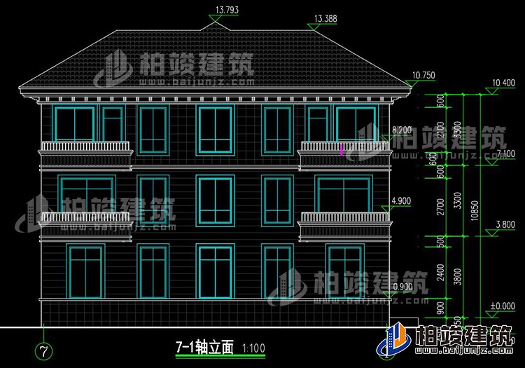 背立面图